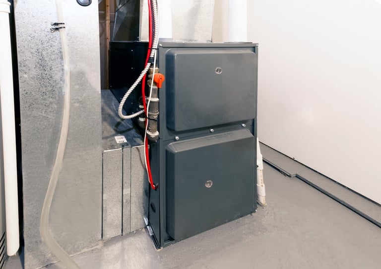 Energy efficient furnace in residential basement