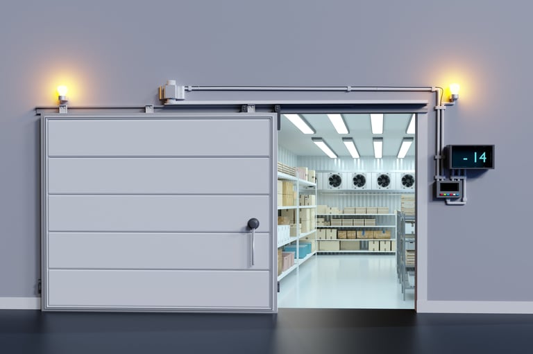 Commercial refrigeration chamber for food storage